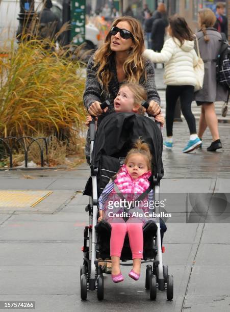 Sarah Jessica Parker, Tabitha Hodge Broderick and Marion Loretta Elwell Broderick are seen in the West Village on December 4, 2012 in New York City.