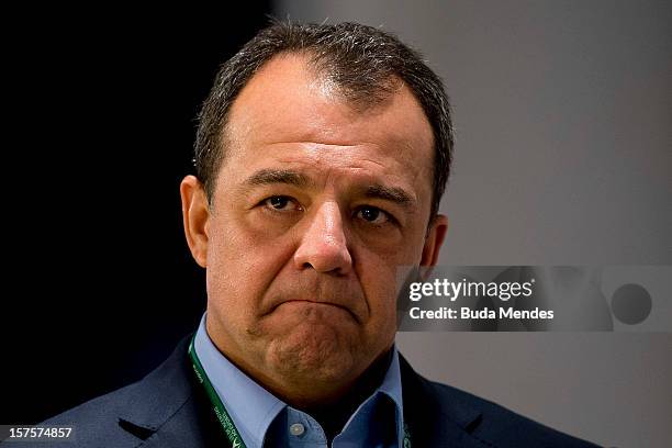 Sergio Cabral, Governor of Rio de Janeiro, looks on during the Soccerex Global Convention 2012 on November 26, 2012 in Rio de Janeiro, Brazil....