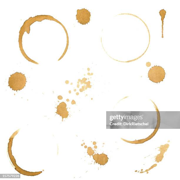 coffe drip and coffee stains. - stains stockfoto's en -beelden