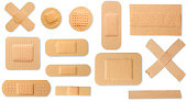 Many different plasters with clipping paths
