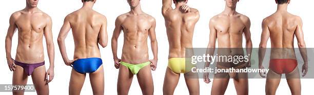 colorful rainbow swimsuit gay pride - male buttocks stockfoto's en -beelden