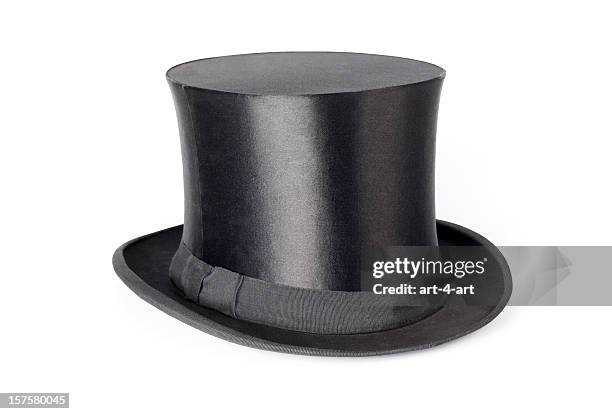 retro top hat on white background - hogehoed stockfoto's en -beelden