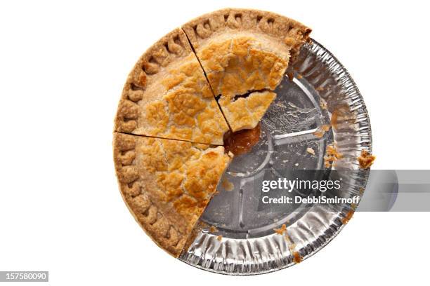 tres piezas faltante - pastel de manzana fotografías e imágenes de stock