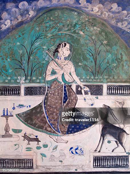 バンディパレス絵画からインド・ラージャスターン州） - 民族美術 ストックフォトと画像