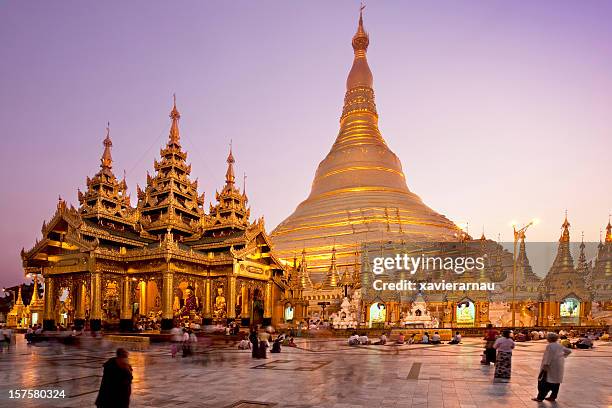 shwedagon pagoda - pagoda stock pictures, royalty-free photos & images