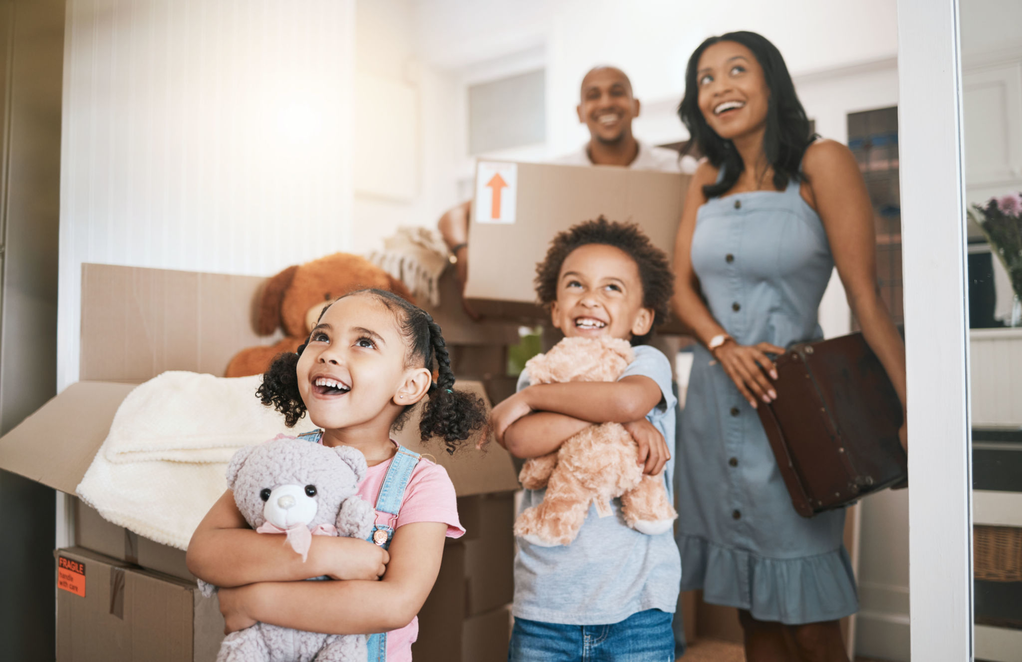 happy family moving in