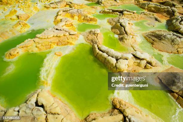 inside the explosion crater of dallol volcano, danakil depression, ethiopia - danakil desert stock pictures, royalty-free photos & images