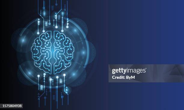 artificial intelligence cybernetic circuit brain inside background - machine learning stock illustrations