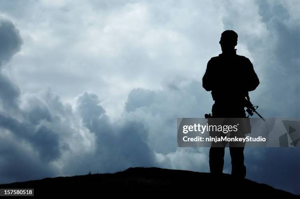 soldier overlooks the horizon - special forces stock pictures, royalty-free photos & images