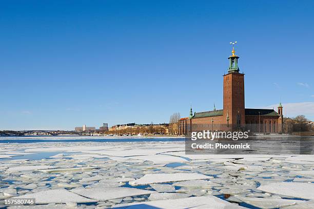 stockholm city hall, stadshuset - stockholm stock pictures, royalty-free photos & images