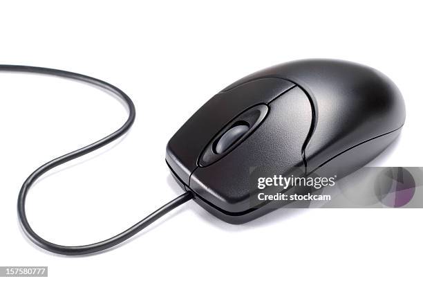 black isolated computer mouse - computer mouse isolated stock pictures, royalty-free photos & images