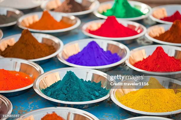 indian colorful powder - makeup pile bildbanksfoton och bilder