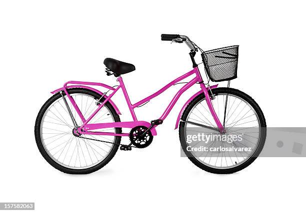 pink bicycle / full clipping path - bike handle stock pictures, royalty-free photos & images