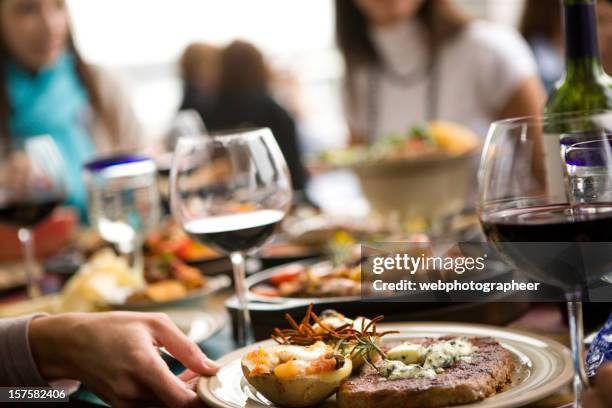 fine dining with food and wine - course meal stock pictures, royalty-free photos & images