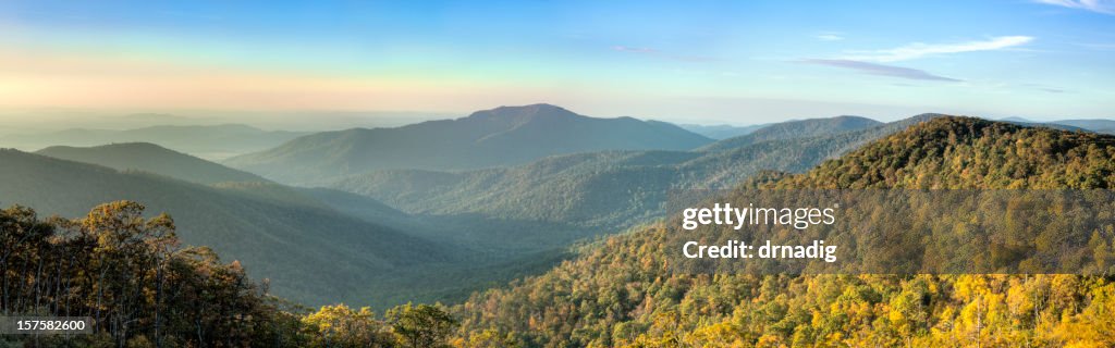 Blue Ridge Mountains in Early Morning Panorama