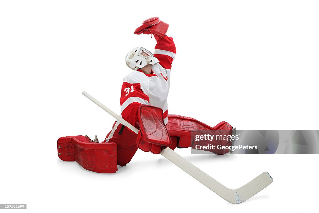 Hockey Goalie Making Save