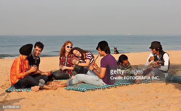 good time on the beach in india - goa beach party stock pictures, royalty-free photos & images