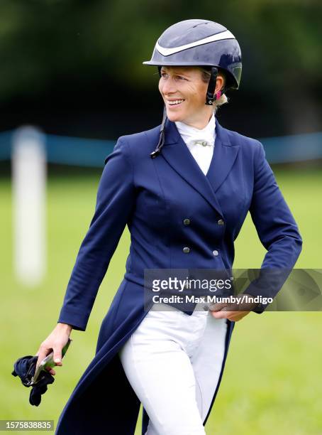 Zara Tindall after competing in the dressage phase, on her horse 'Classicals Euro Star', of the 2023 Festival of British Eventing at Gatcombe Park on...