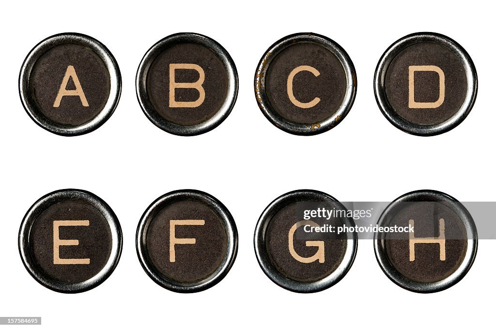 Type poète clés alphabet avec des contours de détourage