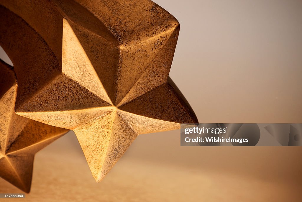 Gold or Bronze Comet Shaped Five Pointed Rising Shooting Stars