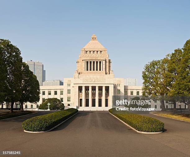 japan national diet building legislature parliament house kokkai-gijido springtime tokyo - political building stock pictures, royalty-free photos & images
