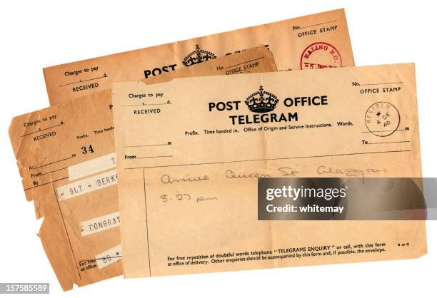 três velhos telegrams britânica - segunda guerra mundial imagens e fotografias de stock