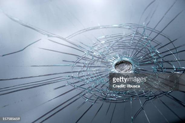 broken bulletproof glass - bulletproof stock pictures, royalty-free photos & images