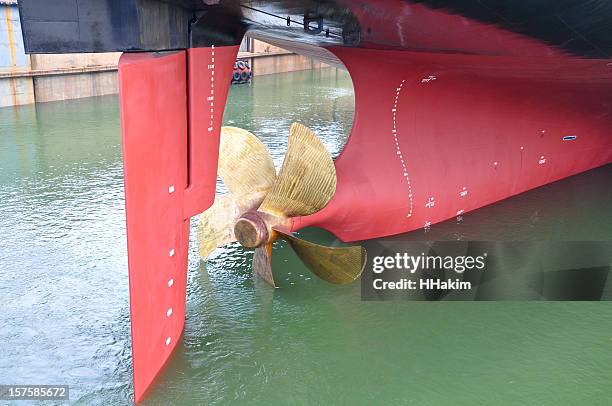rudder and propeller of a ship - rudder stock pictures, royalty-free photos & images