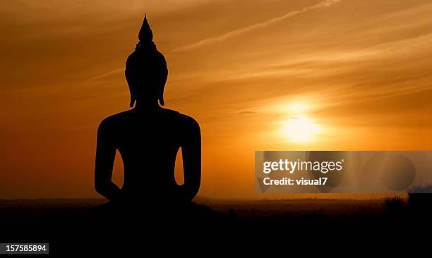 sunset buddha - buddha stock pictures, royalty-free photos & images