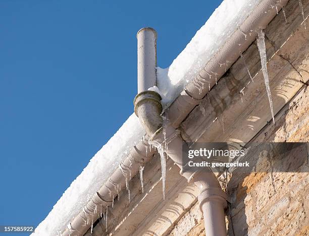 frozen gutter - damaged stock pictures, royalty-free photos & images