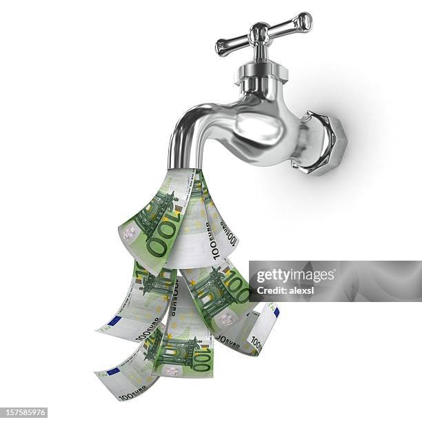 money tap - euro - inflation euro stockfoto's en -beelden