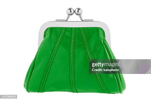 green changing purse - green purse stockfoto's en -beelden