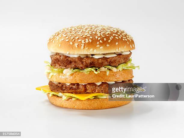 classic burger with special sauce - symmetry stock pictures, royalty-free photos & images