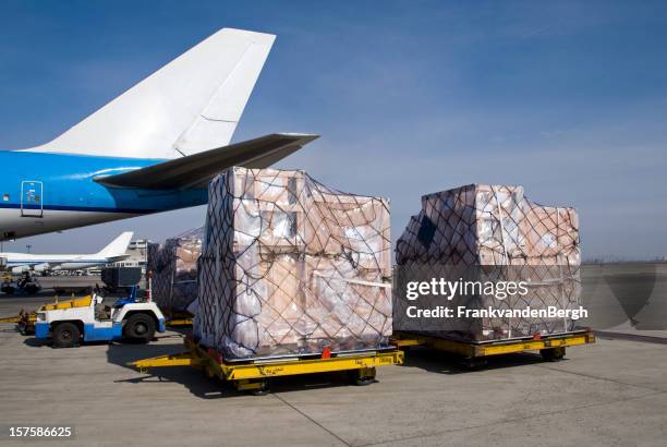 freight transportation at the airport - cargo container stock pictures, royalty-free photos & images