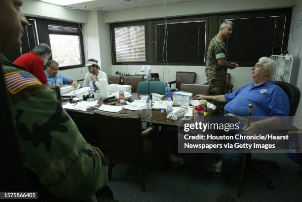 St. Bernard Parish President Henry Rodriguez, Jr. Sits in the Emergency Command Center in Chalmette where local authorities handled emergencies...