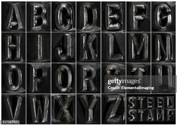 steel stamp complete alphabet - l monogram stock pictures, royalty-free photos & images