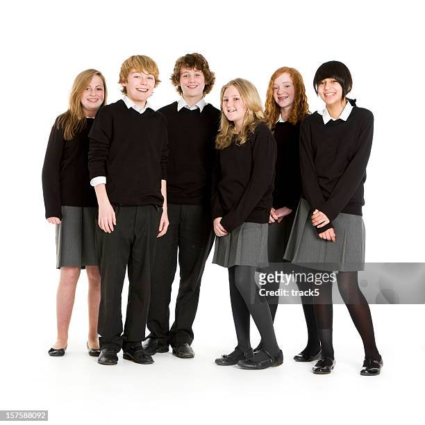 early teen students taking a group picture - cute 15 year old girls stock pictures, royalty-free photos & images