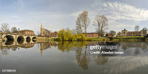 english bridge and the river severn - severn river stock pictures, royalty-free photos & images