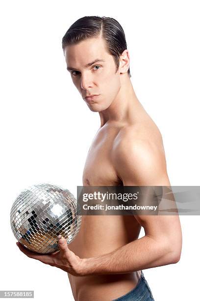 disco ball mann - disco ball stock-fotos und bilder
