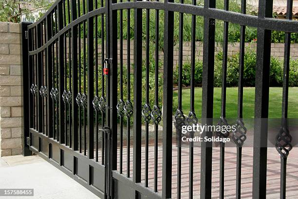 large residential security gates - modern iron gates stock pictures, royalty-free photos & images