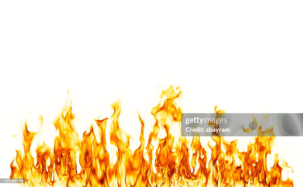 Fire flame isolated over white background