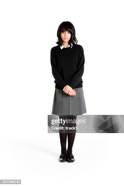 early teen students: shy student - female high school student stock pictures, royalty-free photos & images