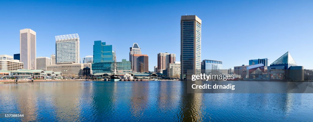 Inner Harbor von Baltimore mit Reflexionen in den frühen Morgen-Panorama