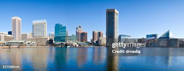 baltimore inner harbor with reflections in early morning - panorama - 巴爾的摩 馬里蘭州 個照片及圖片檔