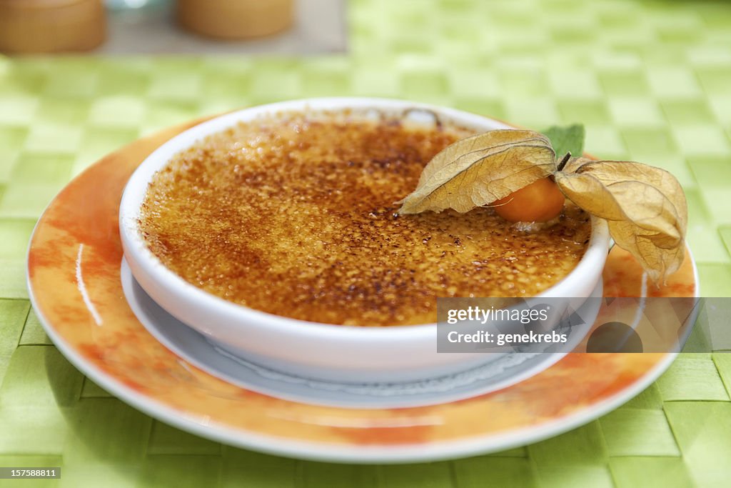 Culinary image of a decadent crème brûlée