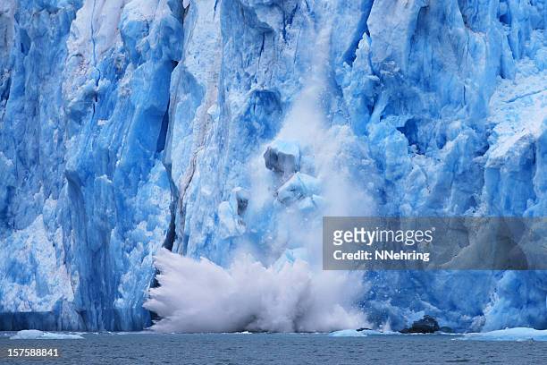 dawes glacier calving - glacier calving stock pictures, royalty-free photos & images