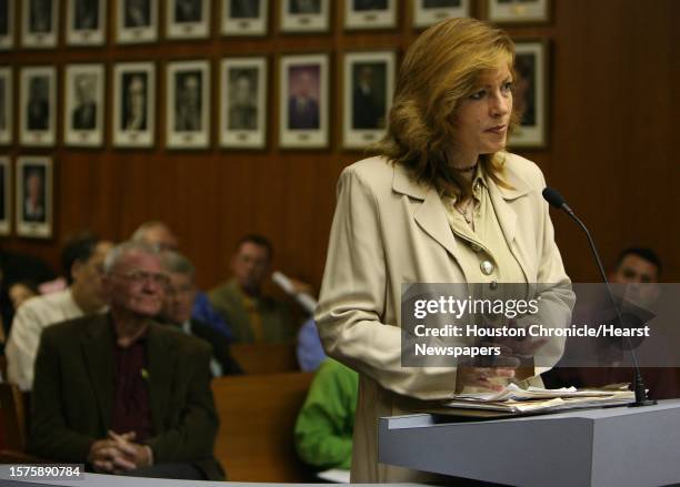 Jody Haney, bartender and bar patron, presents 1200 signatures of people opposing the smoking ban and represents 52 businesses at the public hearing...