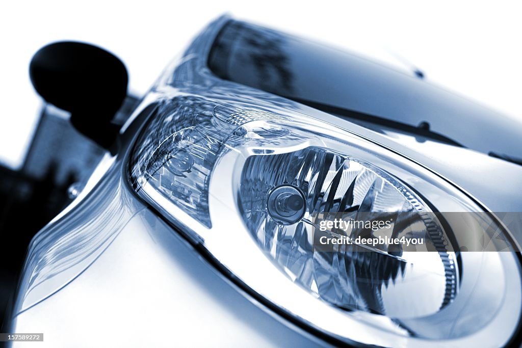 Headlight of a new car on