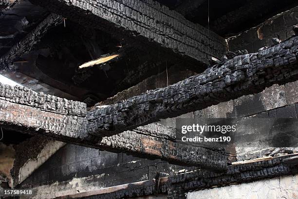 ruins of a recently burned building - arson stock pictures, royalty-free photos & images