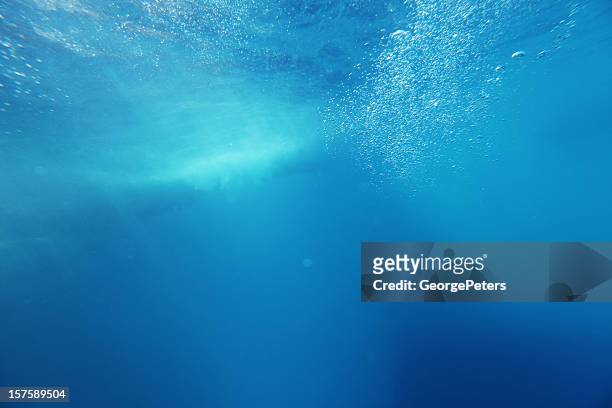 underwater background with wave and bubbles - undersea water stock pictures, royalty-free photos & images